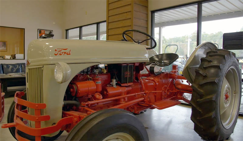 Old Ford Tractor at Nelson Tractor Company Showroom in Blairsville, Georgia