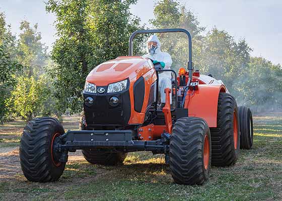 Kubota M Low Profile Tractor Kubota M Low Profile Tractor for use in Poultry Farming