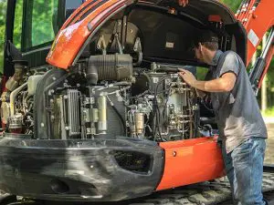 Nelson Tractor Mobile Service Technician Working on a Kubota Excavator